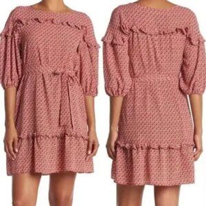 Max Studio Crepe Tie Waist Printed Dress